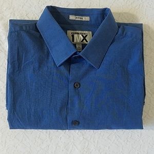 Express Mens 1MX Fitted Button Down Dress Shirt L